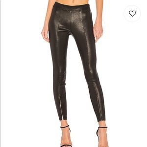Leather pants with front zip
